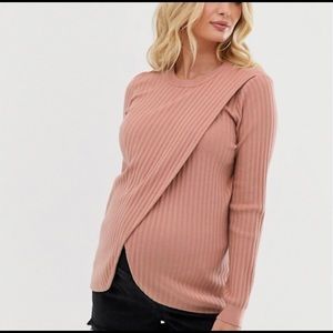 ASOS DESIGN Nursing wrap jumper in fine knit